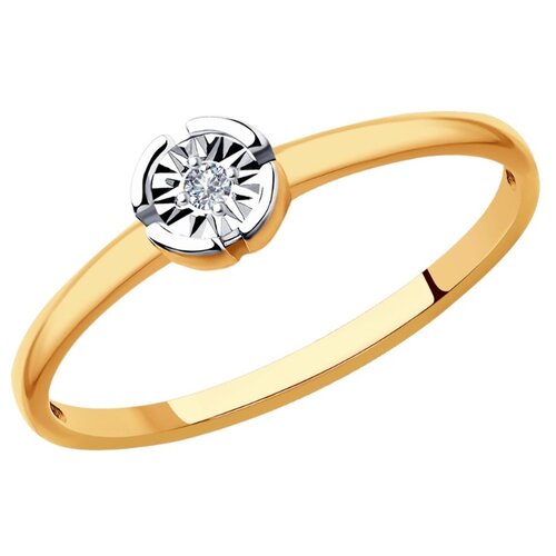 фото Sokolov кольцо из комбинированного золота с бриллиантом 1011857, размер 17