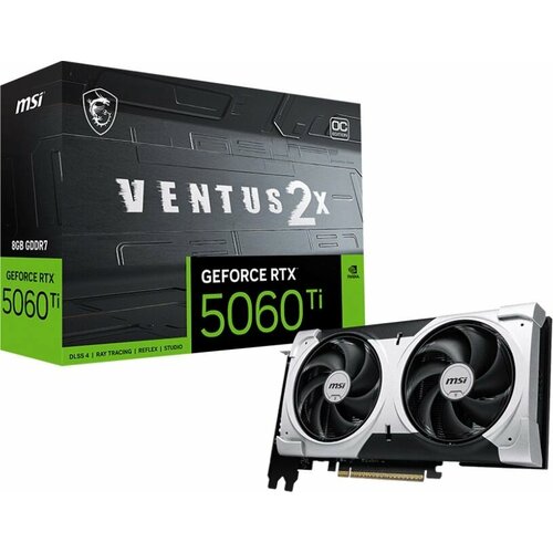 Видеокарта MSI PCI-E 5.0 RTX 5060 Ti 8G VENTUS 2X OC PLUS NVIDIA GeForce RTX 5060TI 8Gb 128bit GDDR7 2617/28000 HDMIx1 DPx3 HDCP Ret