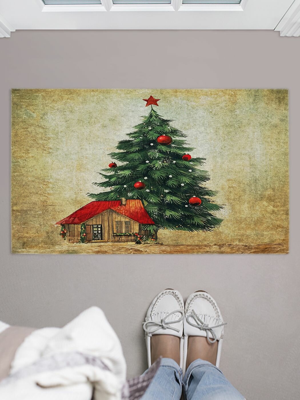 Коврик придверный в прихожую с принтом 