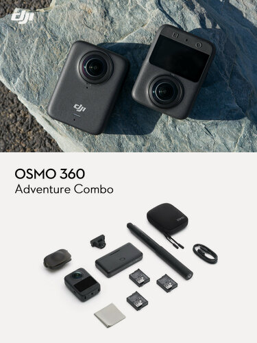 Изображение товара Экшн-камера DJI Osmo 360 Adventure Combo, 8K видео Boost 4K/120fps, 120 Мп фото, Wi-Fi 6, комплект с доп. аккумуляторами