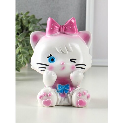 Копилка для денег Киска с бантом розовым гипс 175125115 см 1266₽