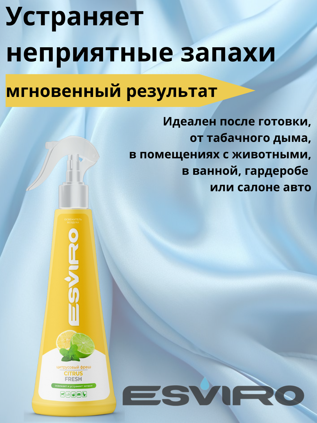 Освежитель воздуха ESVIRO, спрей, 250 мл- цитрус — фото 1