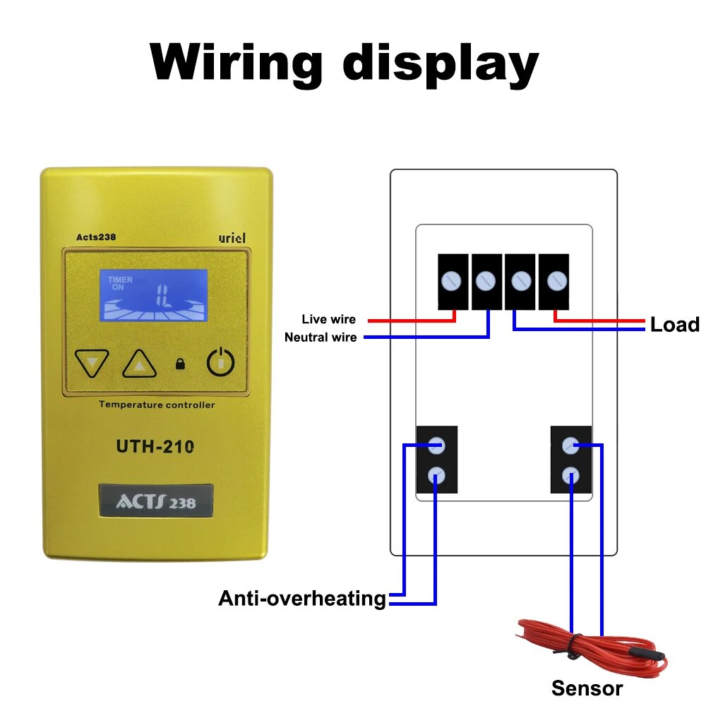 Термостат UTH-210 для обогрева высокомощный с контроллером температуры для пленки электрического нагрева пота Gold