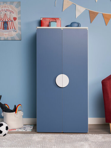 Изображение товара Распашной шкаф ГУД лакк Пикси, с двумя дверьми и полкой 60х57х120, голубой