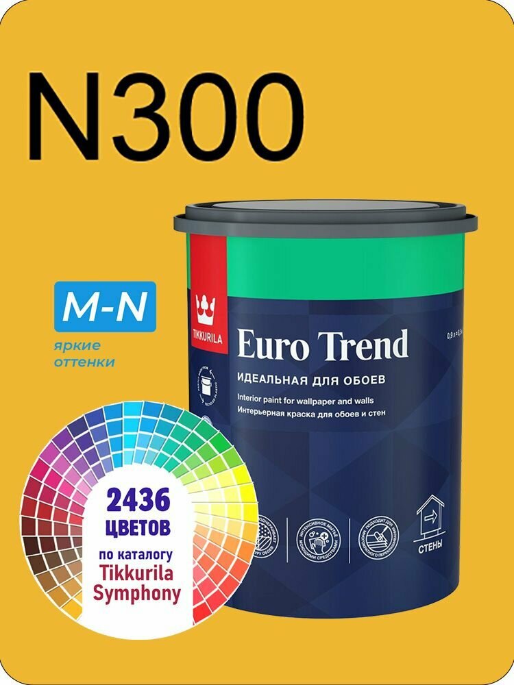 Краска для обоев Tikkurila Euro Trend 0,9л. яркие оттенки N300