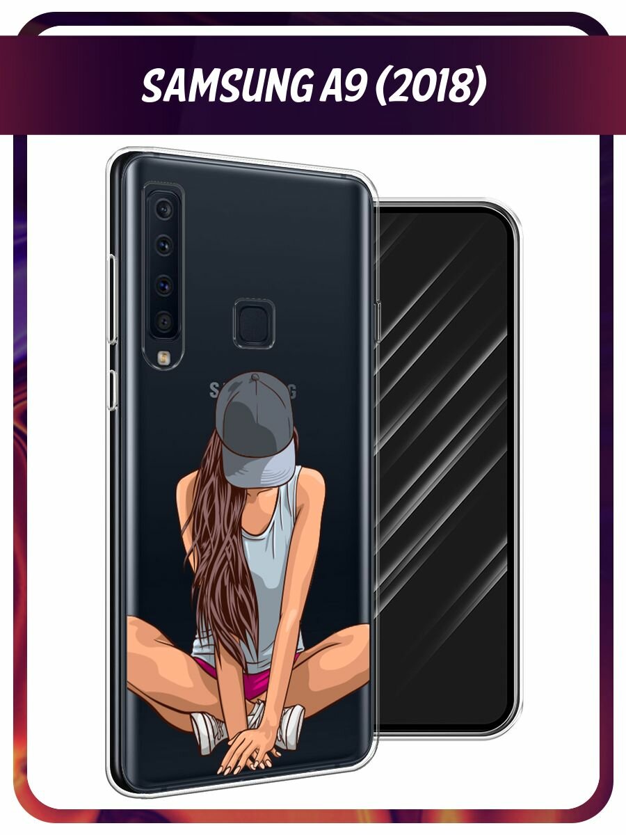 Чехол на Samsung Galaxy A9 2018 / Самсунг Галакси А9 2018 с принтом "Девушка в кепочке", прозрачный
