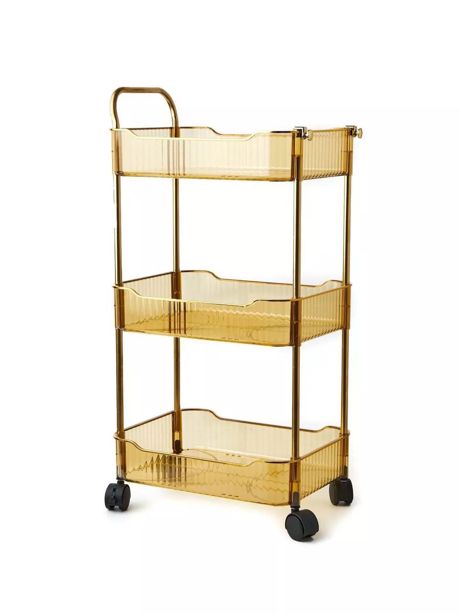 Узкая полка на колесиках, 3 уровневая передвижная тележка для ванной, кухни, гостиной