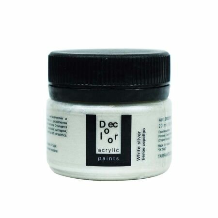 Таир Краска акриловая декоративная Деколор 20 мл белое серебро