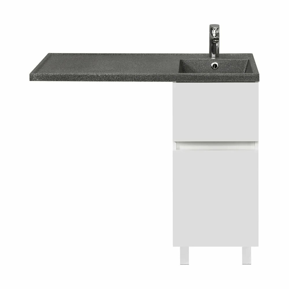 Тумба под раковину без столешницы AQUATON Лайн 40 под стиральную машину напольная глянцевая белая