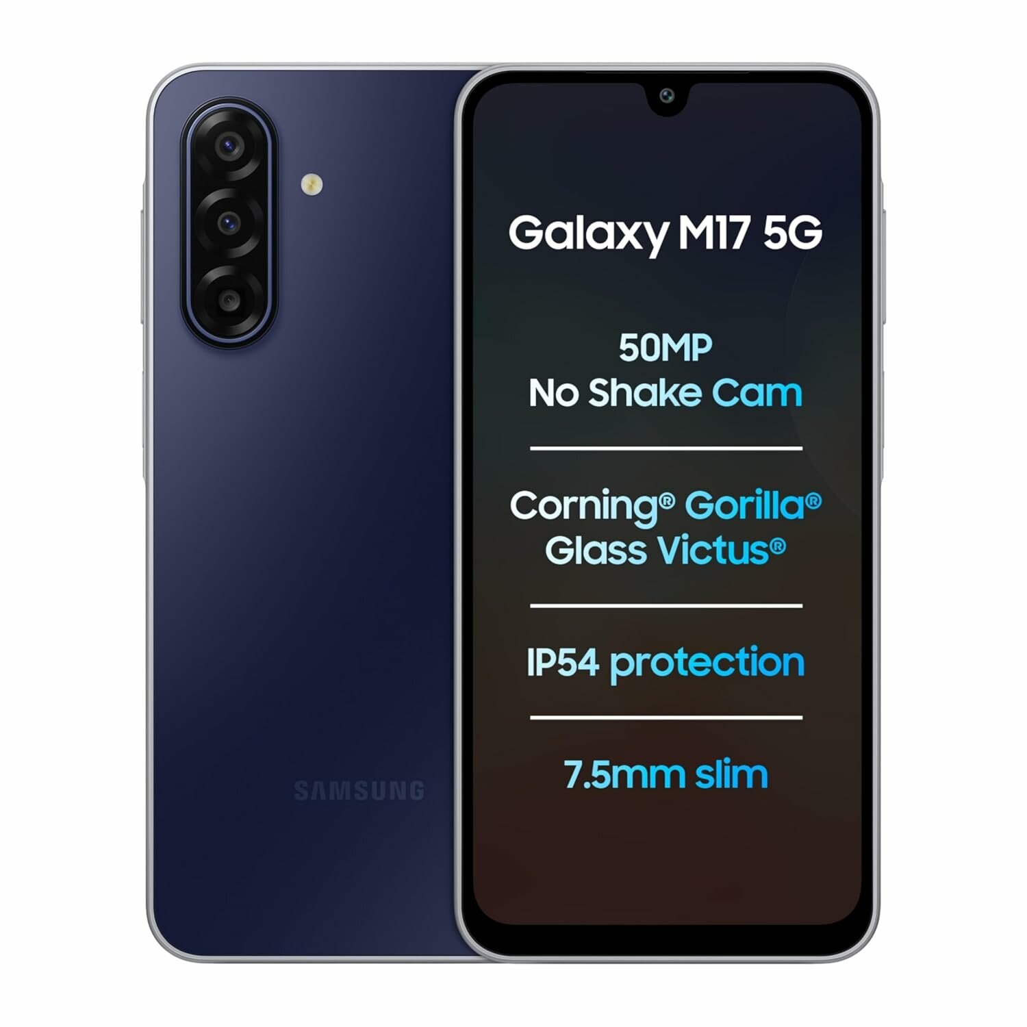 Смартфон Samsung Galaxy M17 5G, 4/128 ГБ, 6.7" дюймовый дисплей, 90Hz, 50Мп AI камера, IP54, Sapphire Black