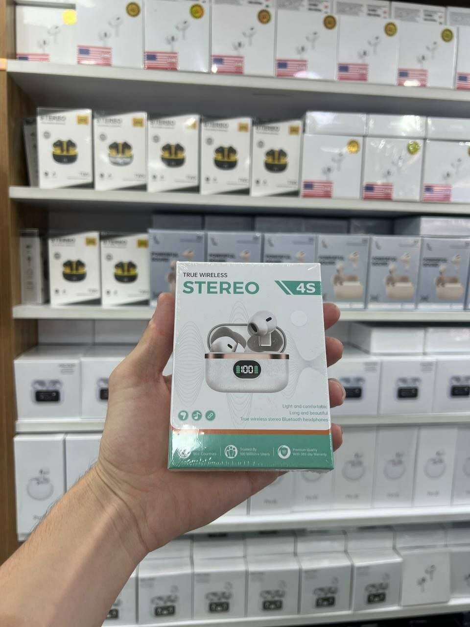 Наушники Stereo 4s, беспроводные, с микрофоном, вкладыши, шумоподавление, белые