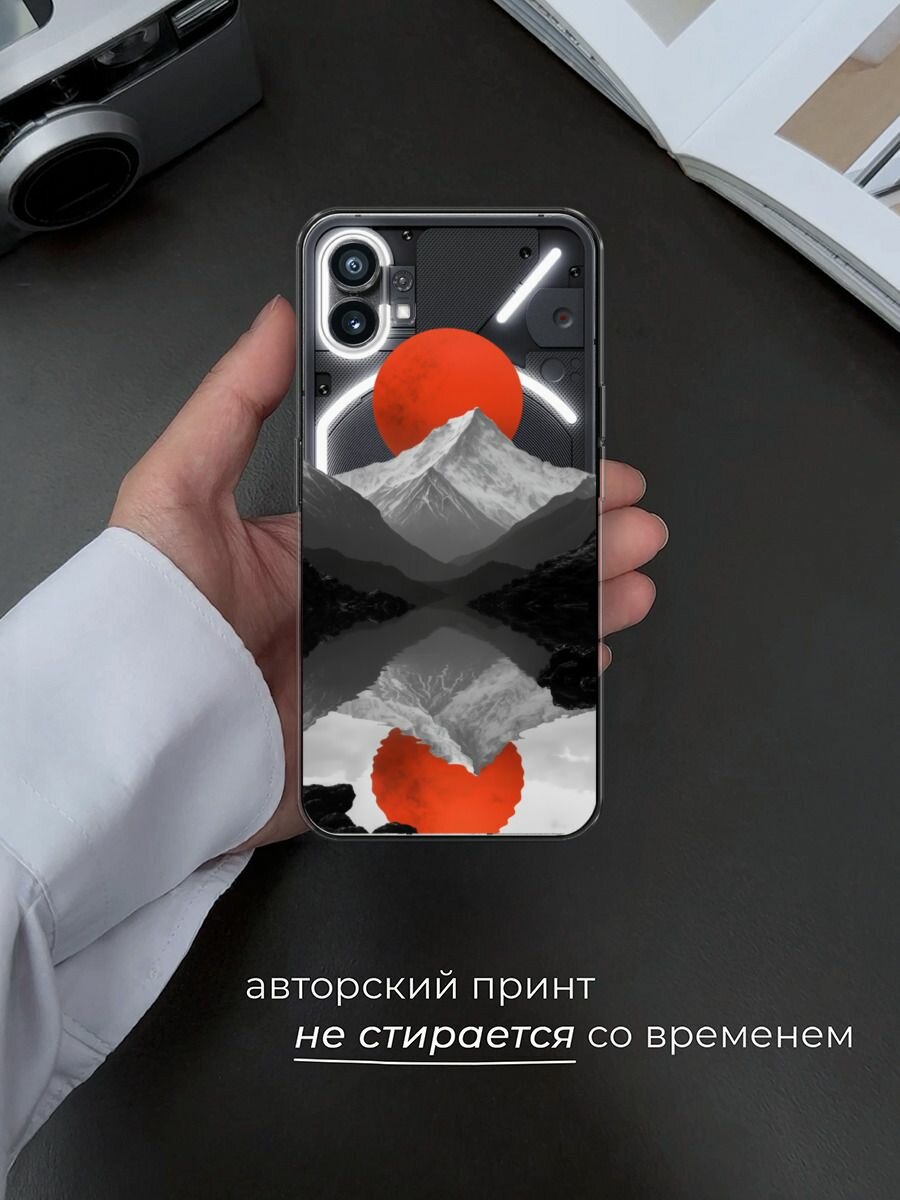 Чехол на Nothing Phone 1 / Нафинг Фон 1 с принтом Белая гора 2, прозрачный — фото 1