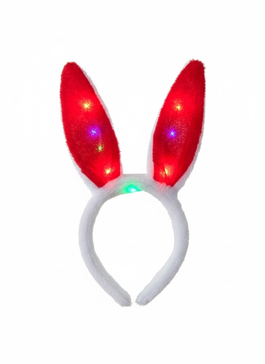 Новогодний ободок, с LED-огнями и помпонами, из пластика и текстиля