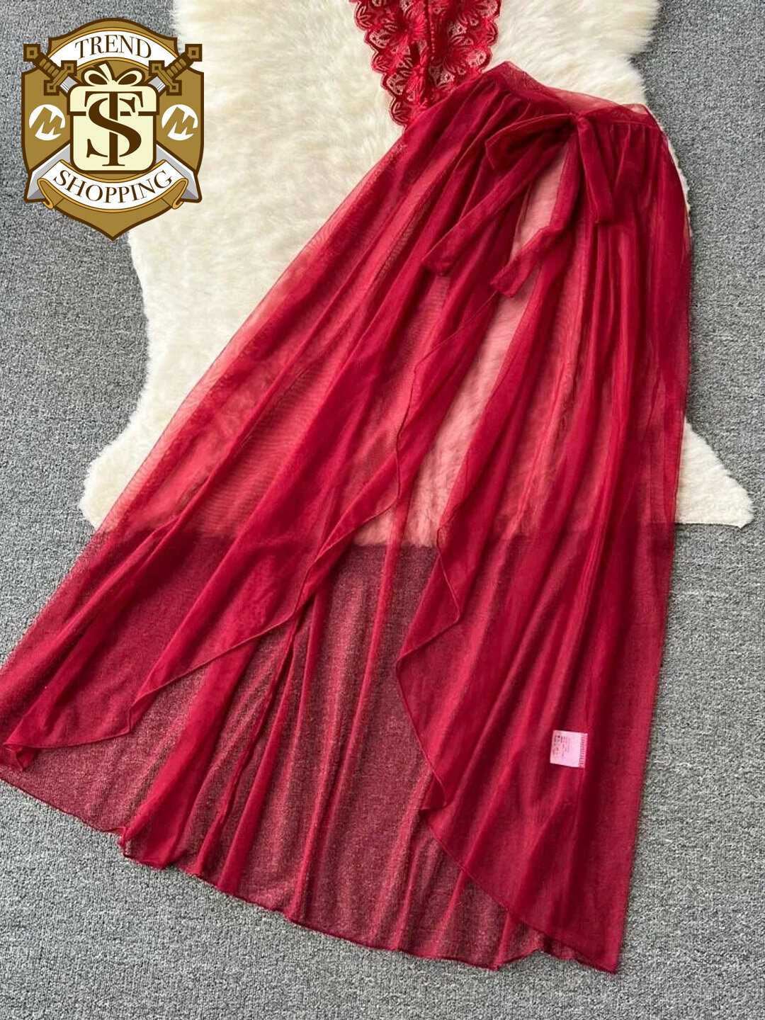 Пеньюар  1, размер 44-48, красный — фото 1