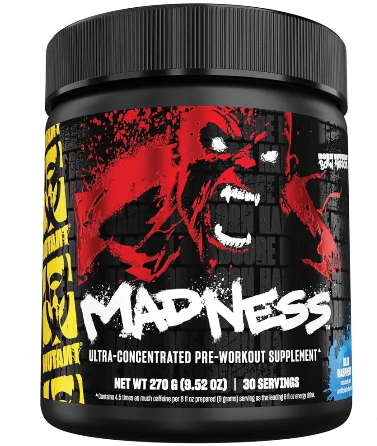 Mutant Madness Ultra consentrated blue raspberry пред тренировочный комплекс 30 порции 270г