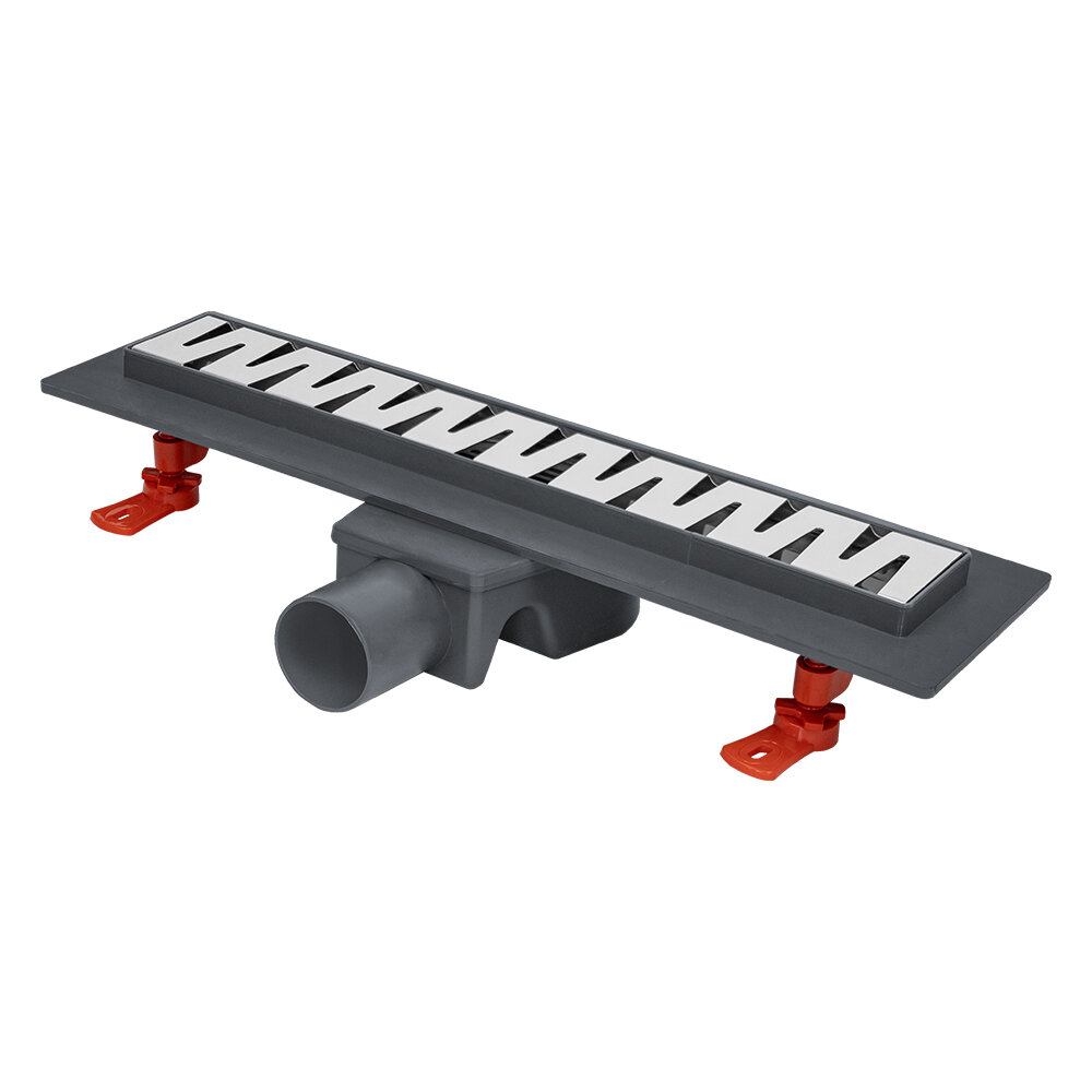 Трап для душа 400 мм пластик, решетка нерж. сталь AISI304, комб. затвор, повор. сифон D50мм