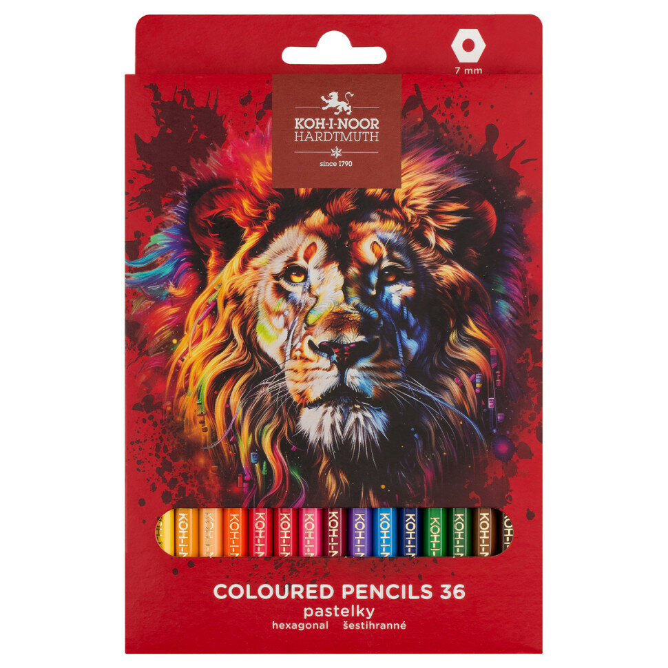 Карандаши цветные Koh-I-Noor "RED LION", 36цв, картон. упак. с подвесом, 376601