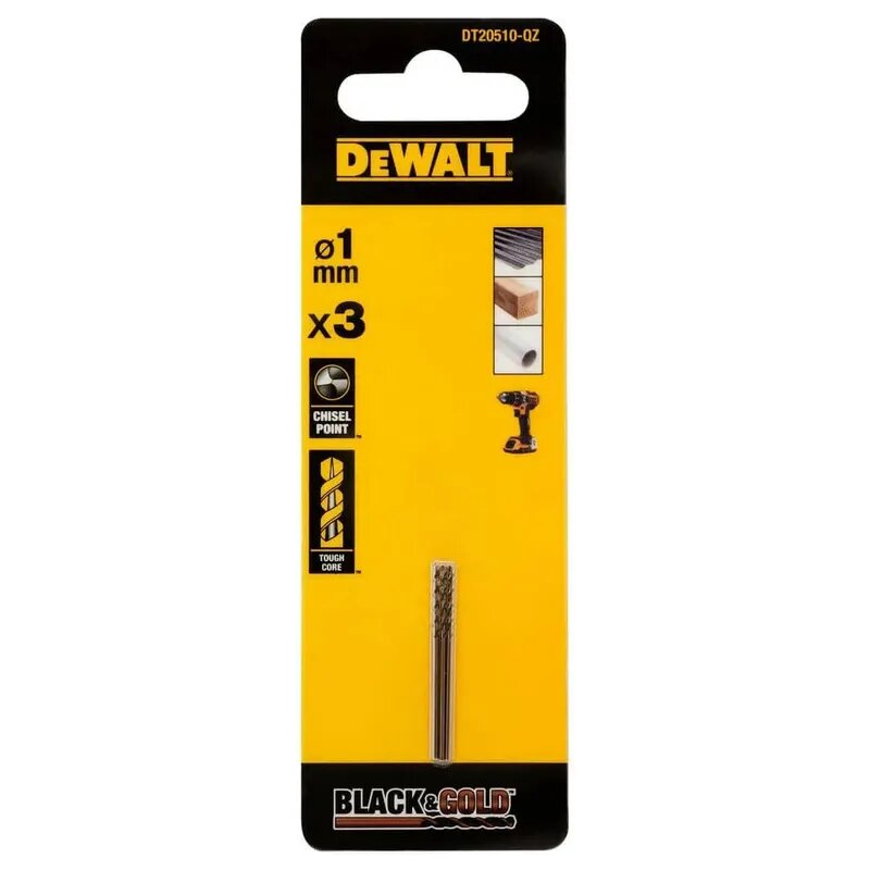 Набор сверл по металлу DeWALT Black&Gold 1х34х12мм 3шт. DT20510-QZ