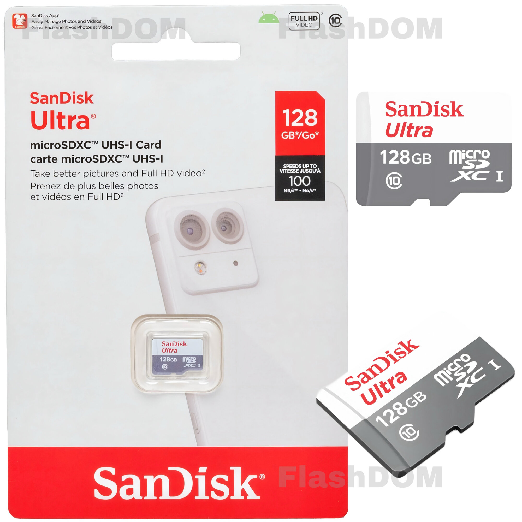 Карта памяти SanDisk microSDXC 128 ГБ Ultra UHS-I (100 Mb/s) SDSQUNR-128G-GN3MN без адаптера