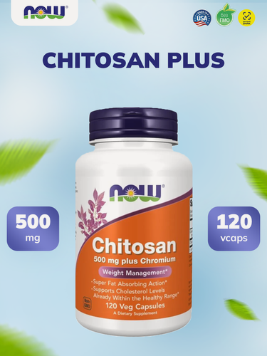 Изображение товара Now Foods Хитозан+хром 500 мг 120 веганских капсул, Chitosan Plus 500 mg 120 vegan caps