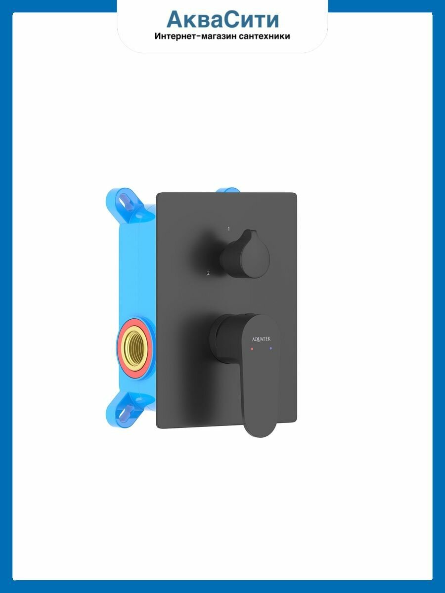 Смеситель для ванны (внешняя и скрытая часть) Aquatek, матовый черный AQ1246MB оберон