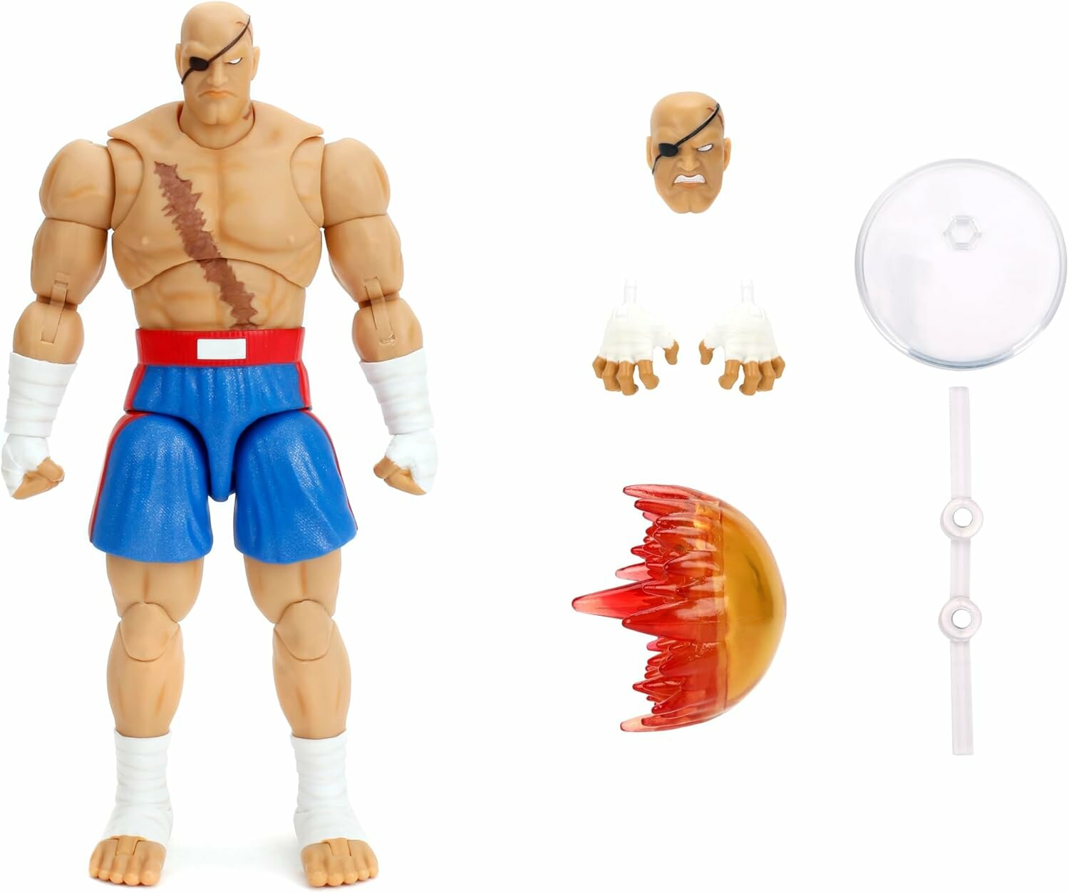 Jada Toys Street Fighter Sagat 1/12 фигурка 6" Tiger Shot эффект база