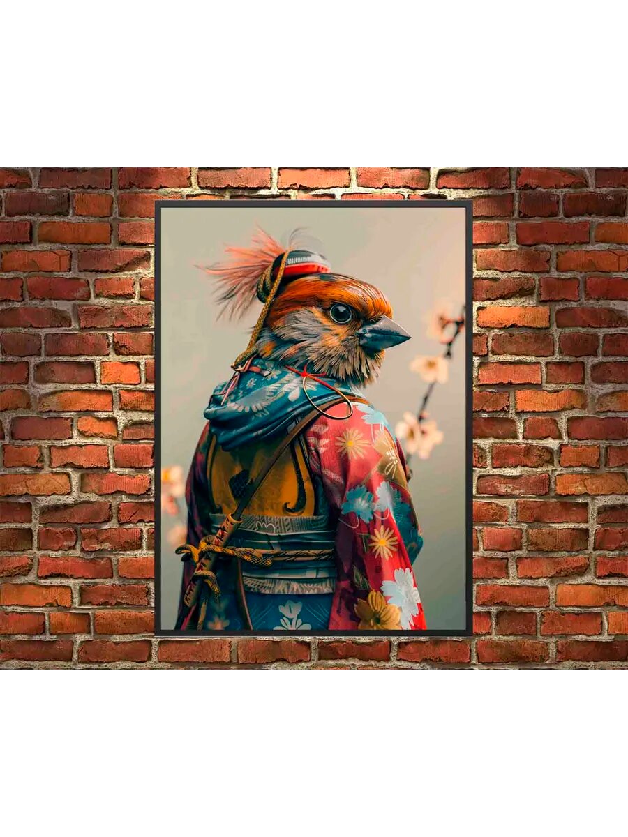 Зяблик-птица-самурай 2, Плакат 30x42см