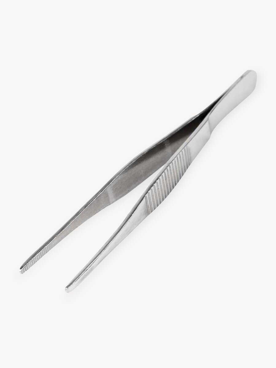 Пинцет Agile Industries, нержавеющая сталь, прямой, рифленый, 16 см