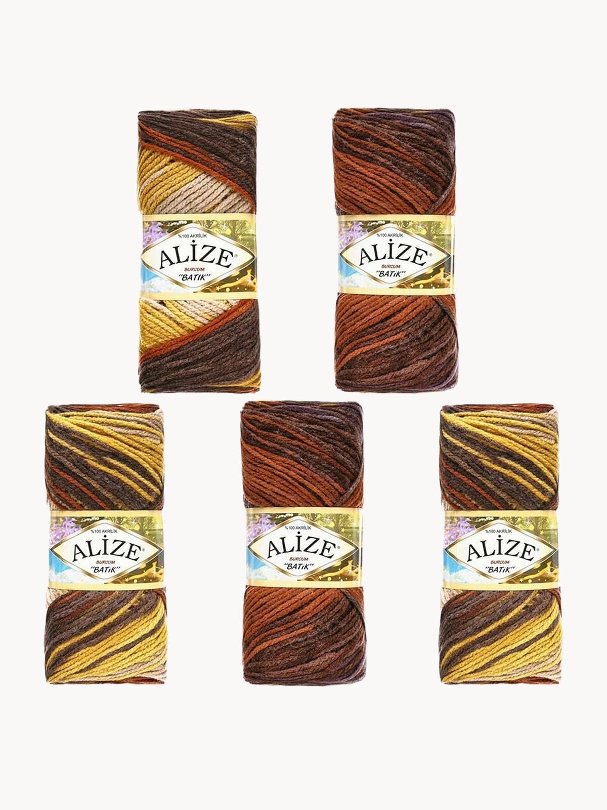 Пряжа для вязания ALIZE 'Burcum Batik', 100г, 210м (100% акрил) ТУ (3379 секционный), 5 мотков