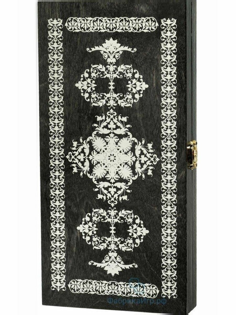 Нарды дорожные венге, рисунок серебро "Вьюн" (290*145*40)