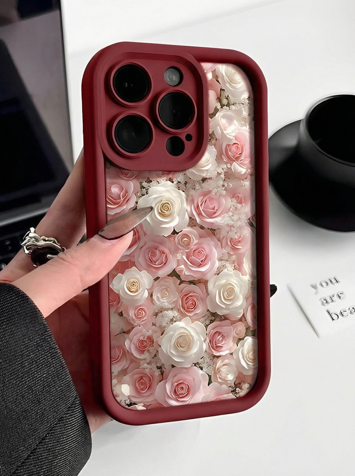 Чехол, для iPhone 13, 14, 15, 16, 17, Pro Max, Pro, Air, с рисунком разных цветков. — фото 1