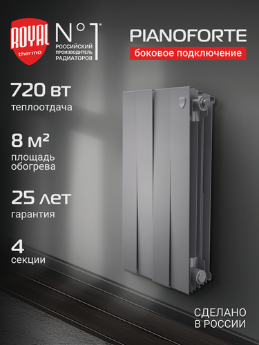 Изображение товара Радиатор отопления биметаллический Royal Thermo PianoForte 500 Silver Satin 4 секций