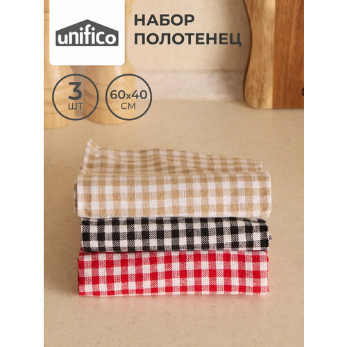 фото Полотенца кухонные сoentro 40x60, набор из 3 шт. unifico