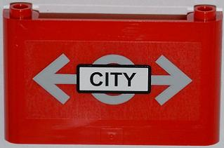 Windscreen 1 x 6 x 3 with Train Logo and 'CITY' Pattern (Sticker) - Set 7937, 64453pb005 Red U