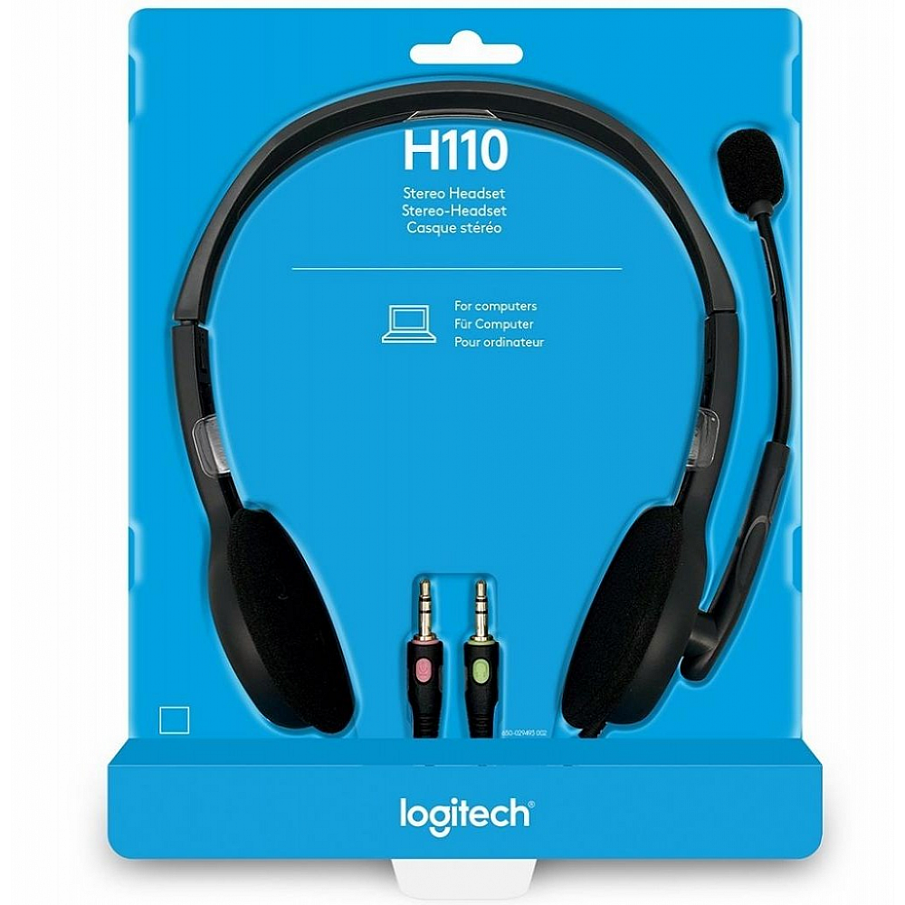 Гарнитура LOGITECH H110 Corded Stereo Headset Gray/Silver с микрофоном Dual Plug для ПК