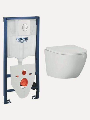 Изображение товара Инсталляция Grohe 35103001 с унитазом Helmken, безободковым, с микролифтом, 32 см