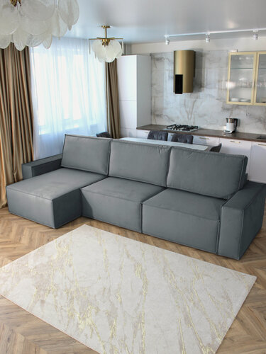 Изображение товара Диван-кровать угловой Конер серый, левый угол, Еврокнижка, 350х155х65 см