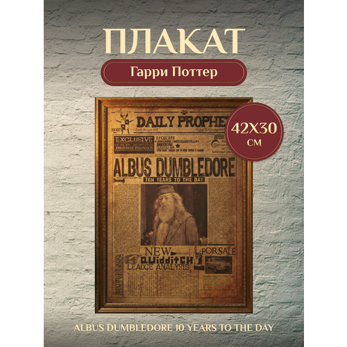 Плакат Гарри Поттер Daily Prophet "Albus Dumbledore 10 years to the day" Fantasy Earth