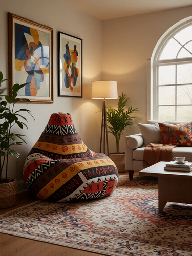 Изображение товара Мир Пуффов Кресло-мешок «Груша» размер- XXXXL, Африка , съемный чехол, с ручкой для переноски