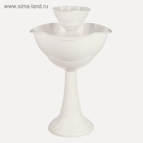 Изображение товара Клумба пластиковая, 2 яруса, d = 25–55 см, высота бортика 87 см, на высокой ножке, белая