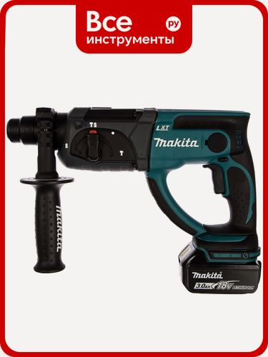 Изображение товара Перфоратор аккумуляторный Makita LXT DHR202RF, 3 Ач, 3 режима, сила удара 1.9 Дж, максимальный диаметр сверления