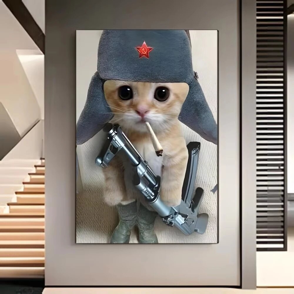 Алмазная живопись Кот-солдат 20x30см Full Round A2