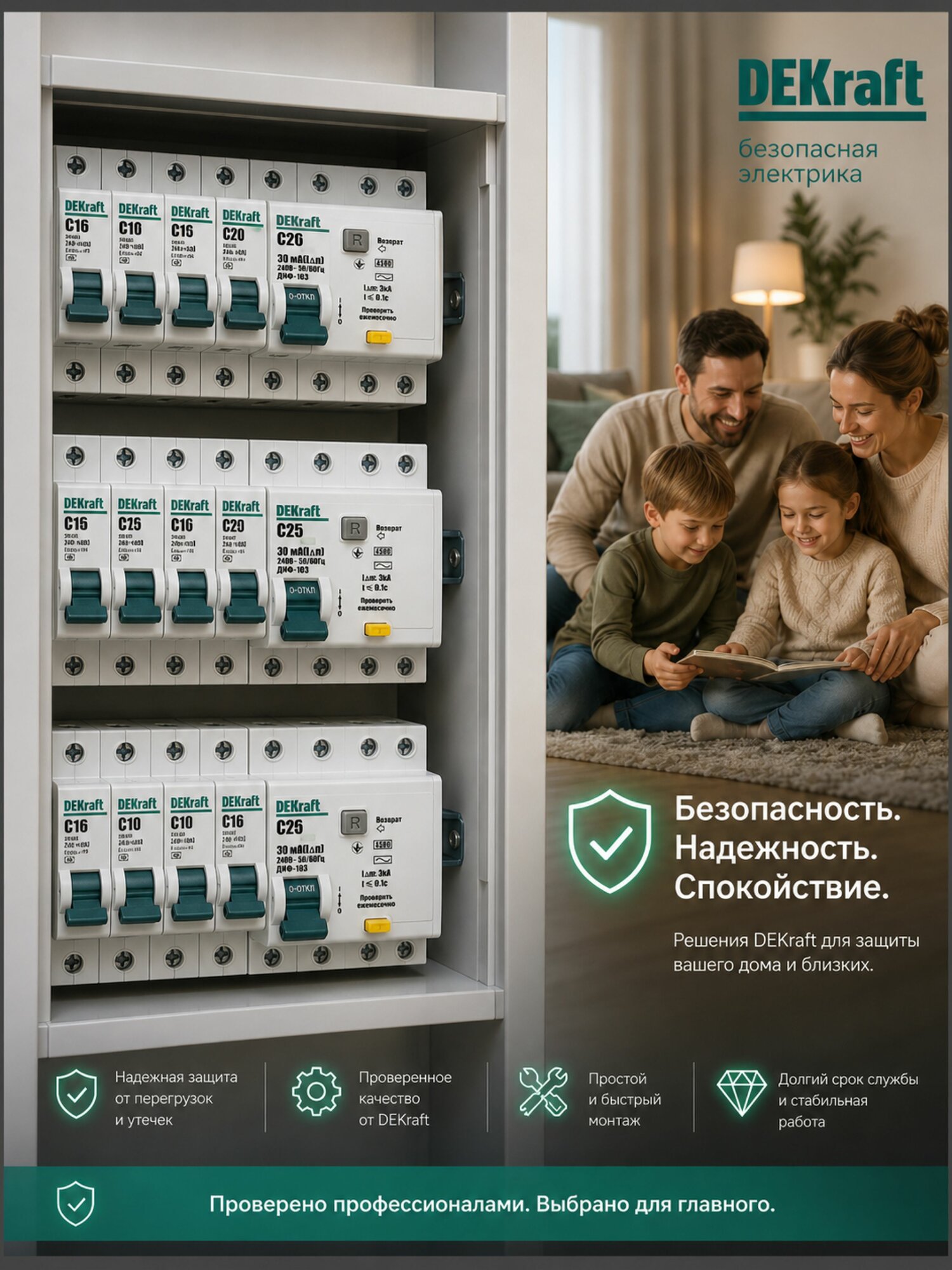 Дифф. автомат 2Р 40А 30мА 4,5кА 1Р+N С АВДТ Декрафт 6 шт. — фото 1