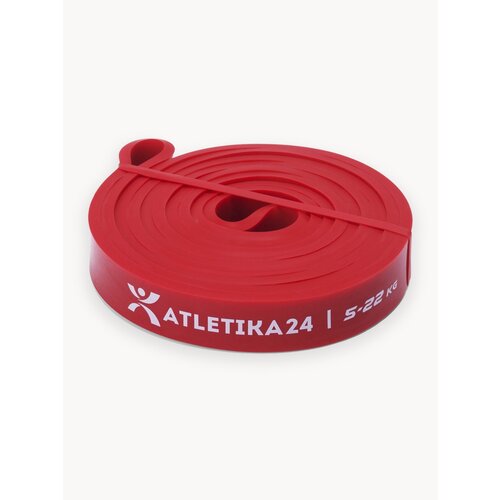 Эспандер резинка для подтягивания на турнике, фитнес резинка для тренировок, резиновая петля для фитнеса Atletika24, красная (от 5 до 22 кг)