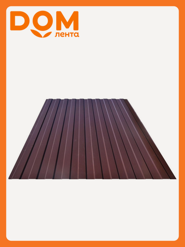 Изображение товара Профнастил Таврос C-8, стеновой, оцинкованный, коричневый, 2000x1200 мм
