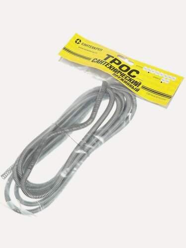 Изображение товара Трос сантехнический СантехКреп Профи 9 мм 3.5 м для прочистки труб, пружинный инструмент для устранения засоров, Россия