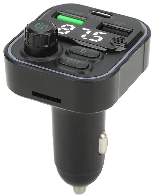 FM-передатчик StreamShop BUDI CCT05B, с громкой связью, 12-24 В, Bluetooth, USB, черный