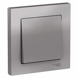 Выключатель одноклавишный в сборе ATLASDESIGN 10А, алюминий, Schneider Electric