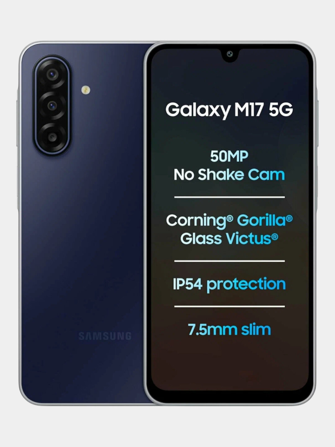Смартфон Samsung Galaxy M17 5G, бонус адаптер, экран Super AMOLED, камера 50 Мп, гарантия 1 год - Темно-синий, 6/128 ГБ