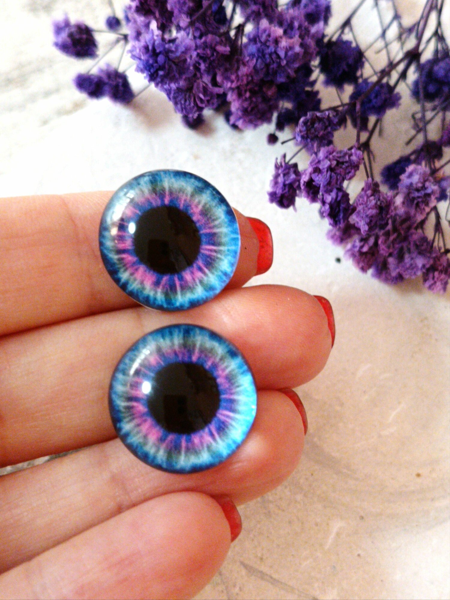 Глаза стеклянные кабошоны для игрушек 18мм 2 пары — фото 1
